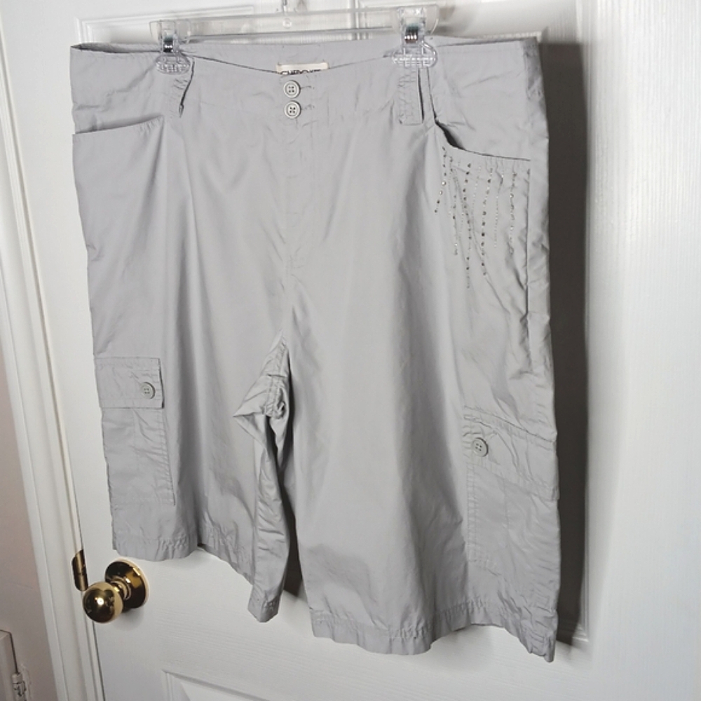 Cherokee Women's Bermuda Cargo Shorts Plus Size 18 Light Gray Casual - Picture 5 of 16